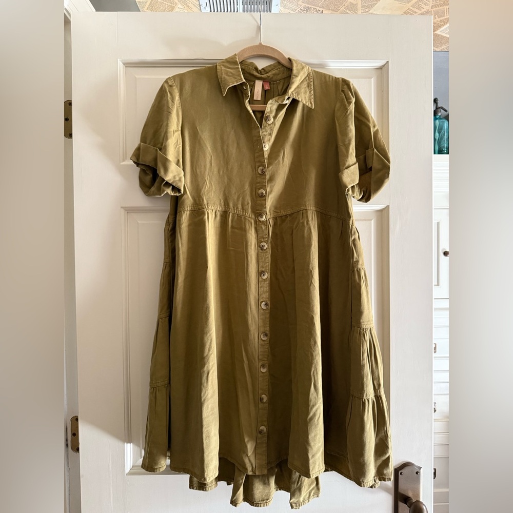 Anthropologie Pilcro Suzanne Tiered Mini Shirtdress